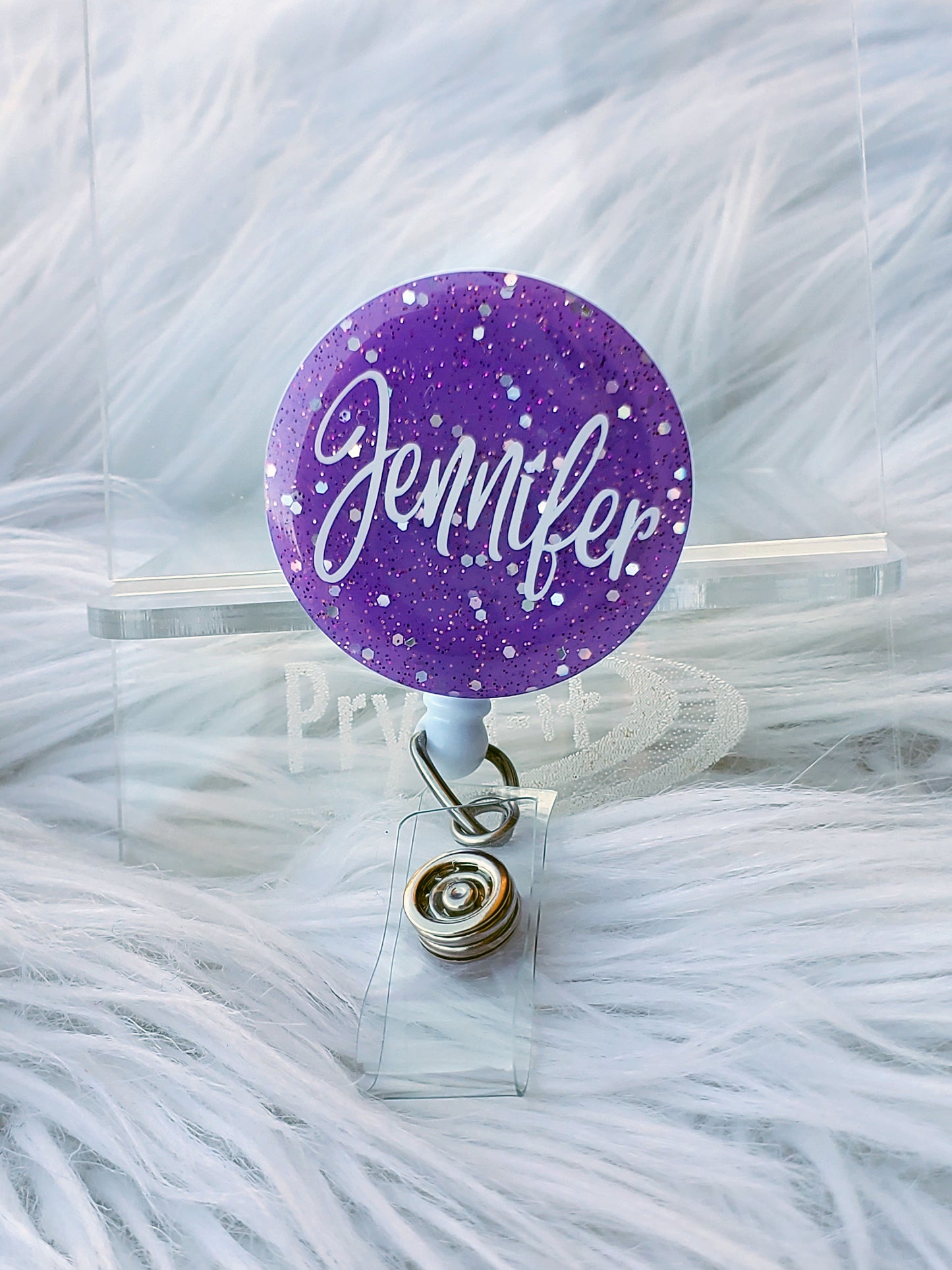 Purple Glitter Badge Reel